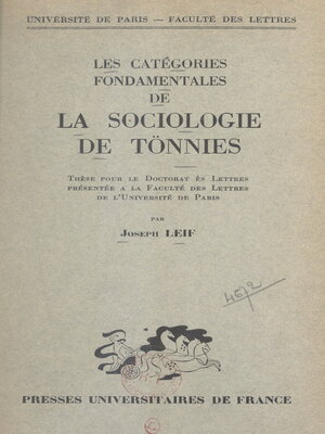 cover image of Les catégories fondamentales de la sociologie de Tönnies